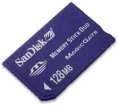 SanDisk 128MB Memory Stick Duo (with MS Adapter).