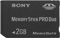 Sony 2GB Memory Stick PRO DUO card.