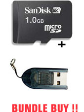 1GB micro SD Card & TINY USB2 microSD Reader Bundle (inc SD Adapter).