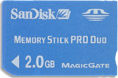SanDisk 2GB Memory Stick Pro Duo.