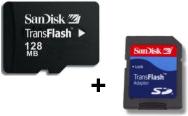 SanDisk 128MB micro SD/Transflash SanDisk Memory Card (with SD Adapter).
