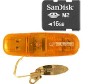 BUNDLE-Sandisk 16GB Memory Stick Micro M2 Card with M2 Memory Card Reader for Sony Ericsson a500i