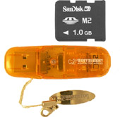 Sandisk 1GB Memory Stick Micro M2 Card& USB2 micro M2 Reader Bundle.