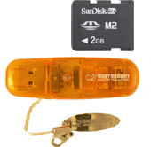 Sandisk 2GB Memory Stick Micro M2 Card & USB2 micro M2 Reader Bundle for Sony Ericsson a500i
