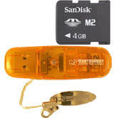 Sandisk 4GB M2 Memory Stick Micro Card & USB2 micro M2 Reader Bundle for Sony Ericsson a500i