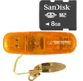 Sandisk 8GB M2 Memory Stick Micro Card & USB2 micro M2 Reader Bundle for Sony Ericsson a500i
