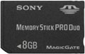 Sony 8GB Memory Stick PRO DUO card.