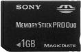 Sony 1GB Memory Stick PRO DUO card.