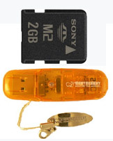 BUNDLE - Sony M2 2GB Memory Stick Micro Card& USB2 micro M2 Reader for Sony Ericsson a500i