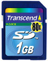 Transcend 1GB Hi-Speed 80X SD card.